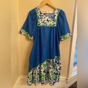 Vintage Carol Bennett Floral Square-Neck Midi Dress Size Small 70s Made in USA